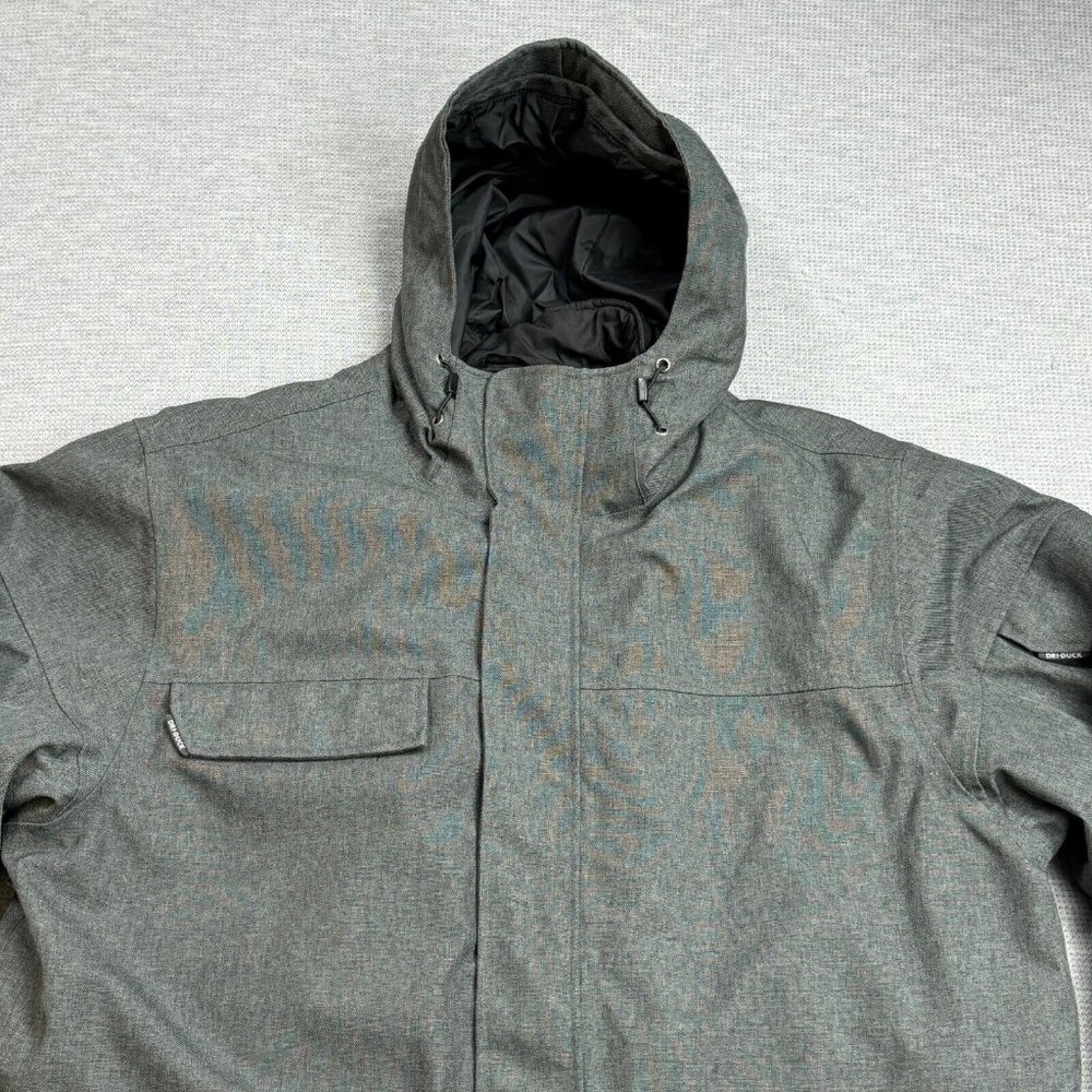 Dri Duck 3-in-1 Jacket Mens Size L Gray Hooded Storm Shell Interchange Pockets - Picture 3 of 16